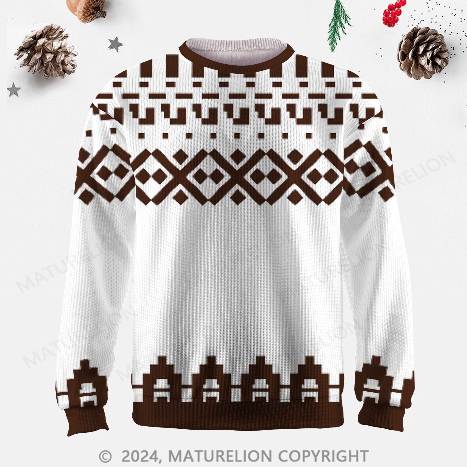 Maturelion Men's Sweater Heritage Knit Fair Isle Sweater