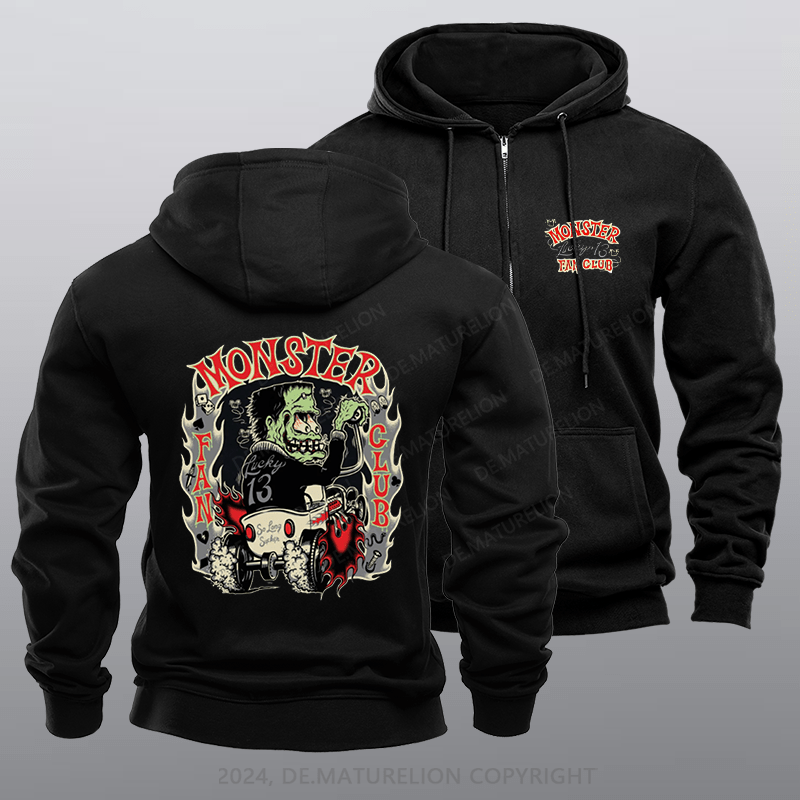 Maturelion Men's Hoodie The Monster Rodder Hot Rod Retro Zipper Hoodie