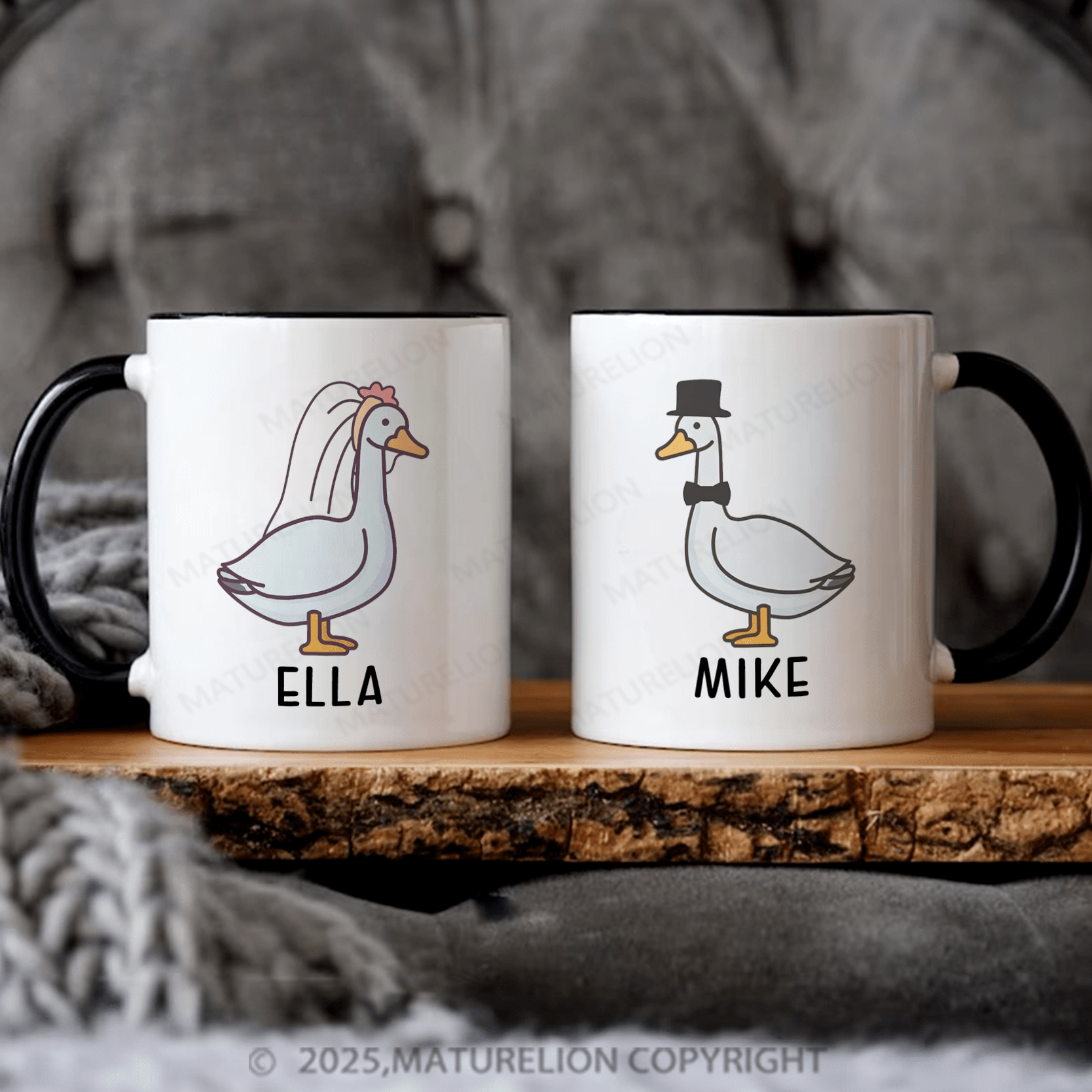 Maturelion Couple Mug Set Silly Goose Wedding Funny Mug Set