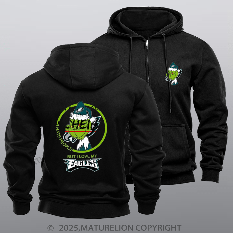 Maturelion Super Bowl Hoodie  Eagles Grinch Zipper Hoodie