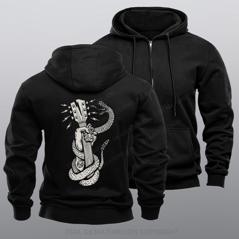 Maturelion Men's Hoodie Chet Rock Fist and Snake Zipper Hoodie