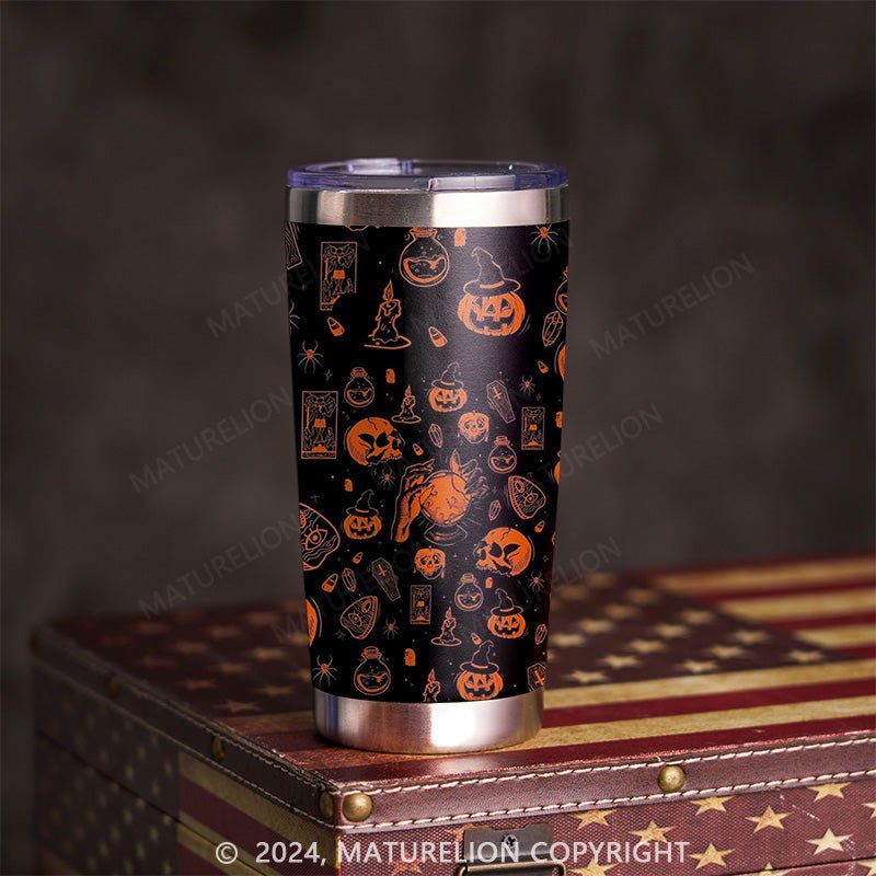 Maturelion Halloween Pumpkin and Ghost Tumbler 20oz Gifts Presents