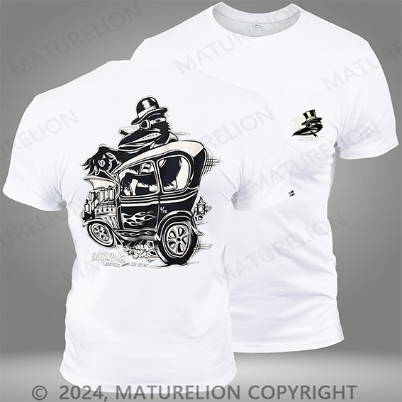 Maturelion Custom Crow Hot Rod Mens Short Sleeve Pocket T-Shirt