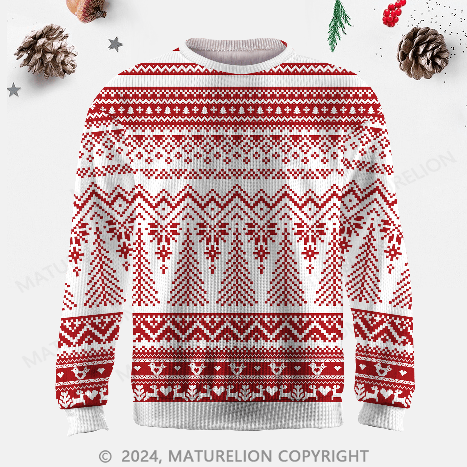 Maturelion Men's Sweater Cozy Knit Fair Isle Sweater