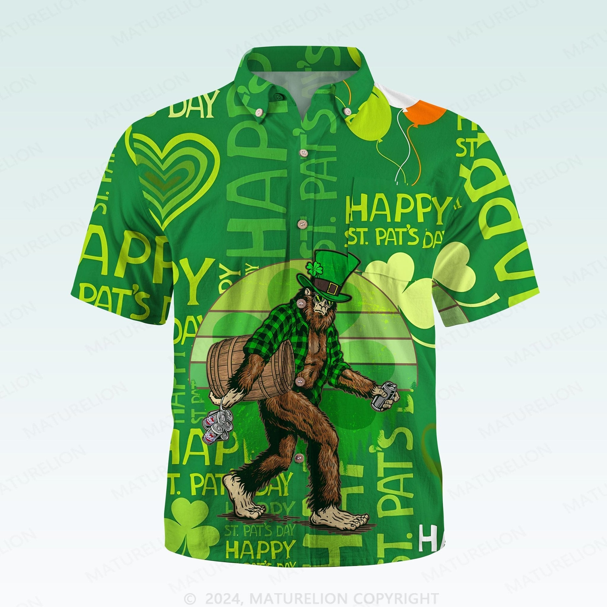 MaturelionSt. Patrick's Hawaiian Shirt Tropical St. Paddy’s Print Hawaiian Shirt