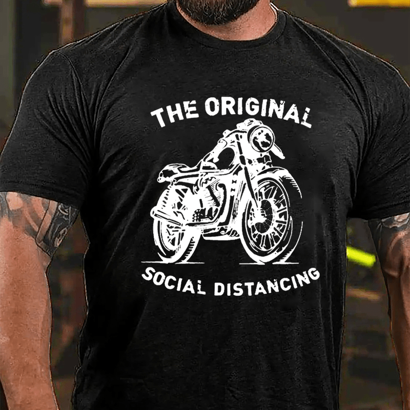 The Original Social Distancing Motorcycle Print Cotton T-shirt