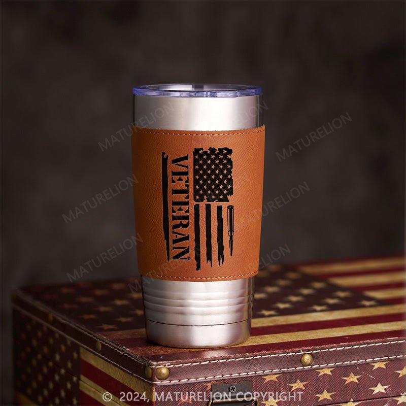 Maturelion Veteran Flag: Leatherette Tumbler