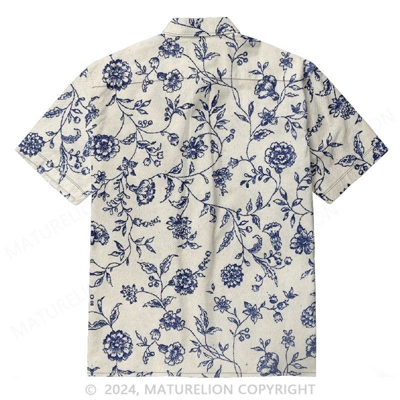 Maturelion Casual Button-Down Shirt for Men | Printed Design, Long Sleeve, 100% Cotton Shirt