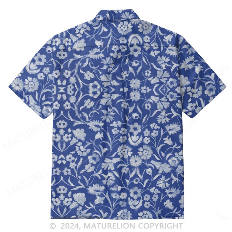 Maturelion Men's Floral-Print Button-Down Shirt