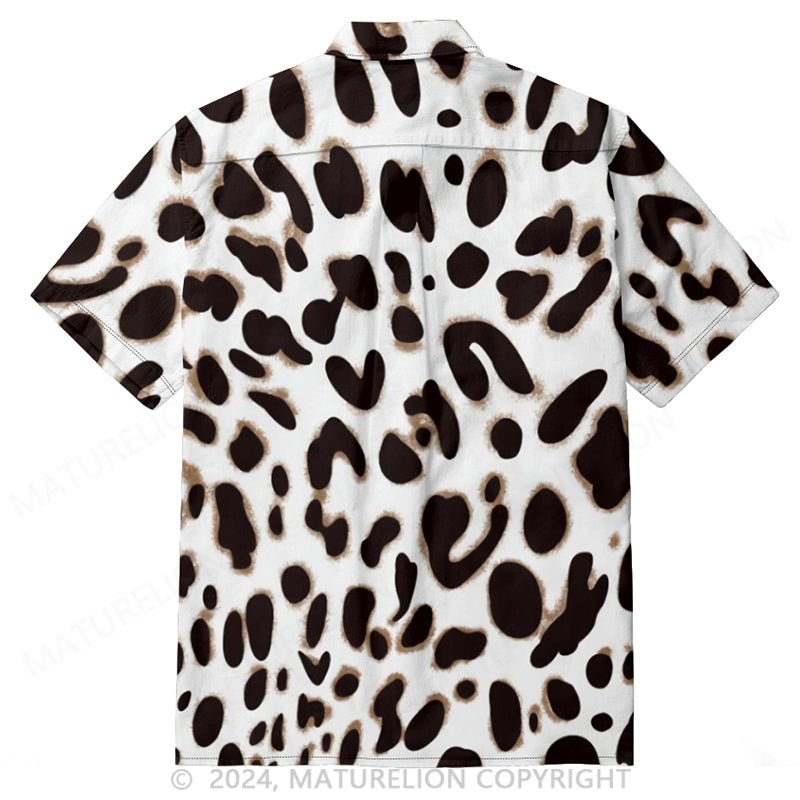 Maturelion Leopard Print Mens Casual Button Down Shirt Printed Summer Beach Shirt