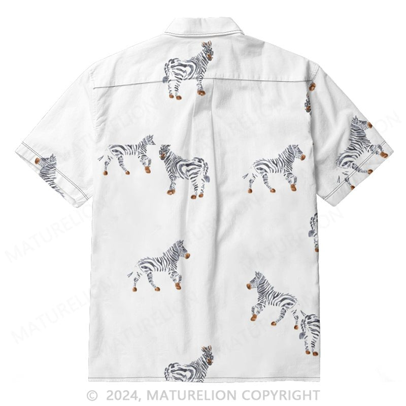 Maturelion Men's Hawaiian Zebras Print Shirt