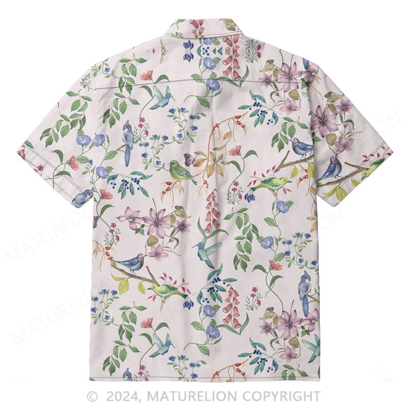 Maturelion Short Sleeve Easy Shirt Flower Painting