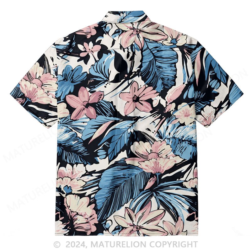 Maturelion Men's Retro 90s Printed Shirts Hawaiian Short Sleeved Button Up Shirt