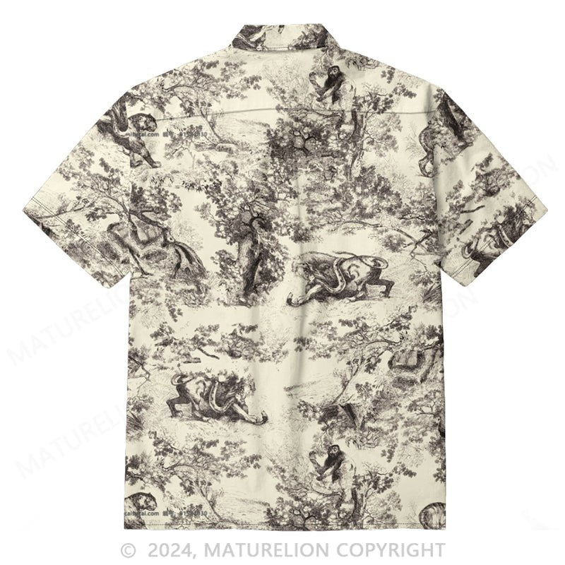 Maturelion Tree Print Button-Down Shirt