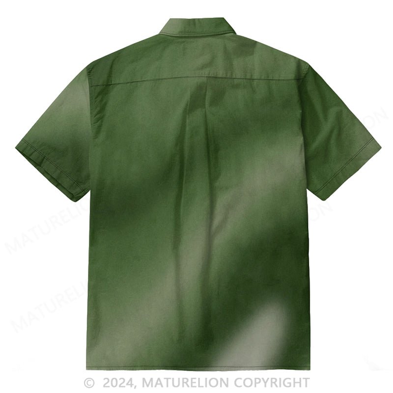 Maturelion Men's Forest Green Short Sleeve Dress Shirt