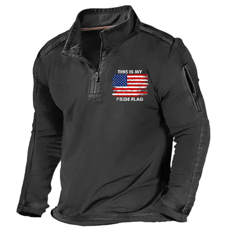 Maturelion Men's Henley Shirt This Is My Pride Flag USA Flag Henley Shirt