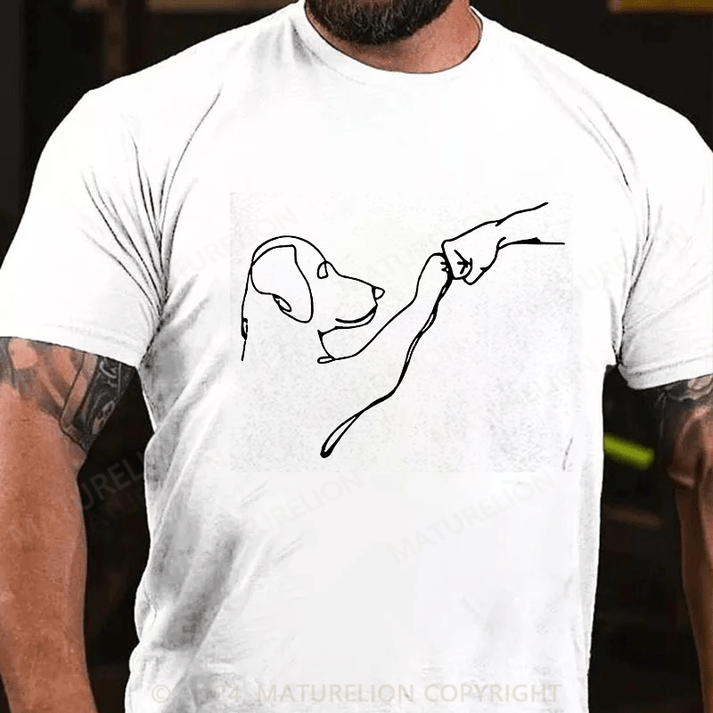 Maturelion Dog Fist Bump Funny Cotton T-Shirt