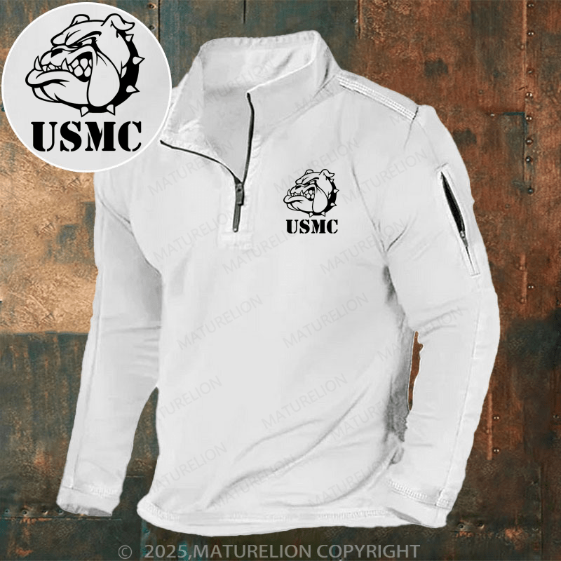 Maturelion Men's Henley Shirt USMC Marine Corps "Bulldog" Henley Shirt