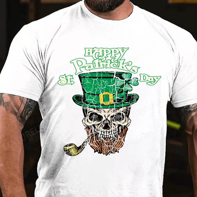 Maturelion St Patrick's T-shirt Awesome Happy St Patrick's Day Shirt With A Vintage Skull T-Shirt