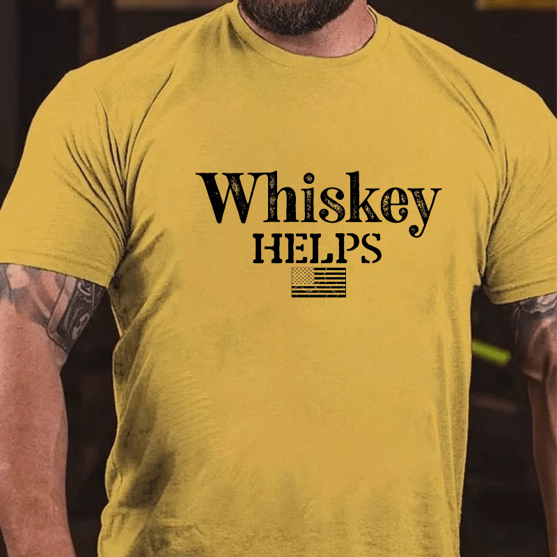 Whiskey Helps USA Flag Cotton T-shirt