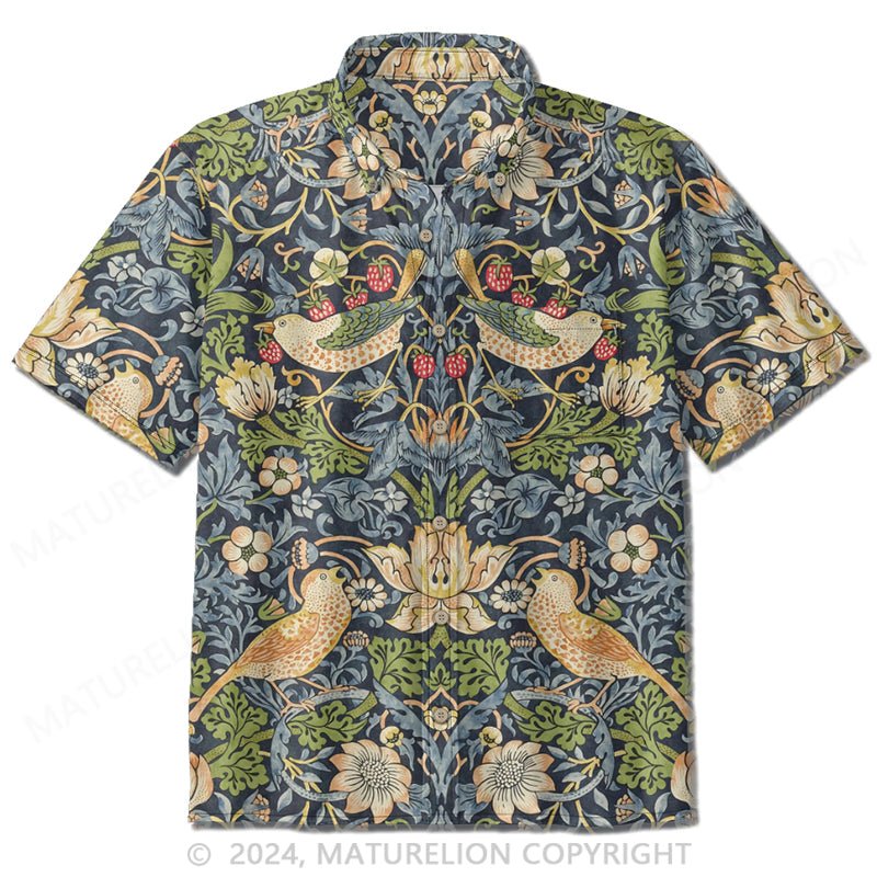 Maturelion Strawberry Thie Hawaiian Shirt Mens Button Down Plus Size Tropical Hawaii Beach Shirt