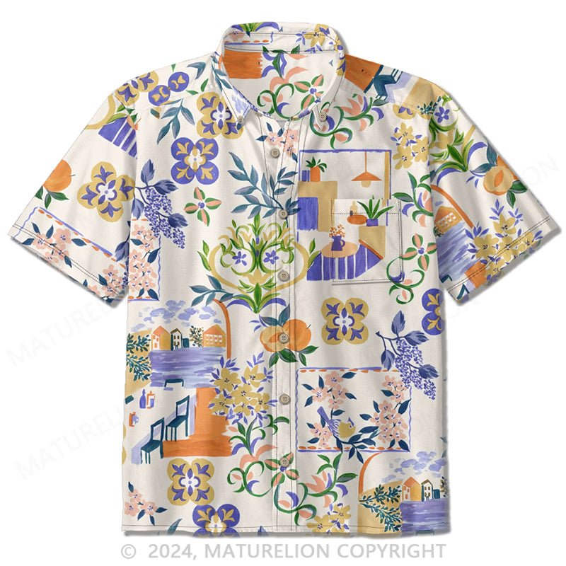 Maturelion Short-sleeve printed flex casual shirt