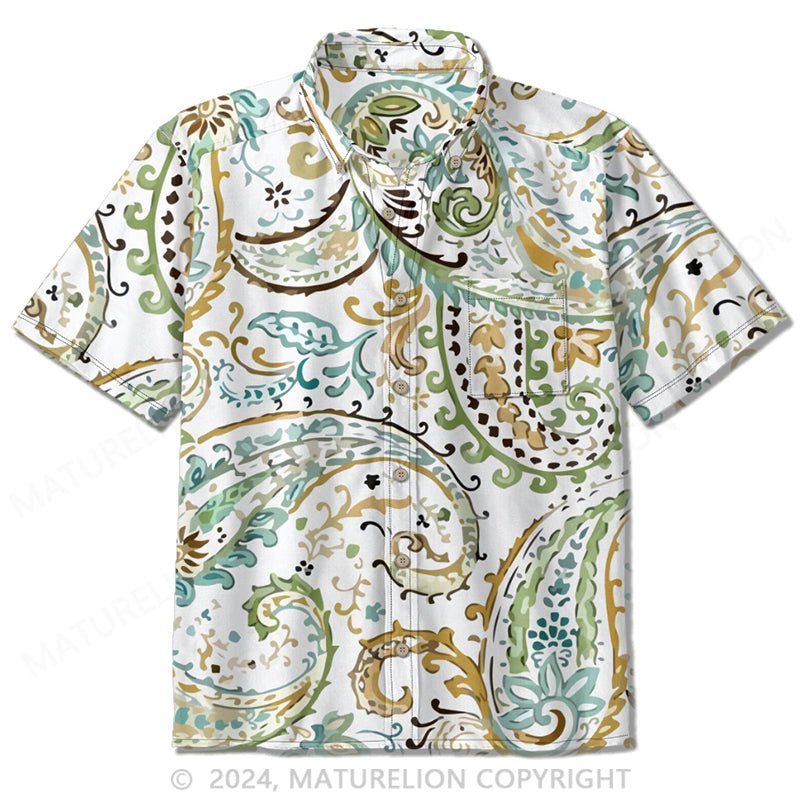 Maturelion Short sleeve loose printed shirt for men