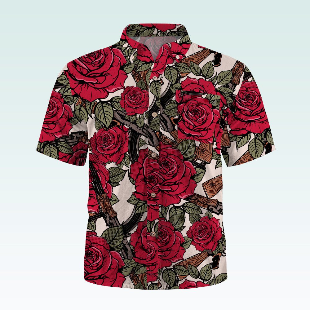 Maturelion Men's Hawaiian Shirt Harper Rose Allover Print Short Sleeve Shirt