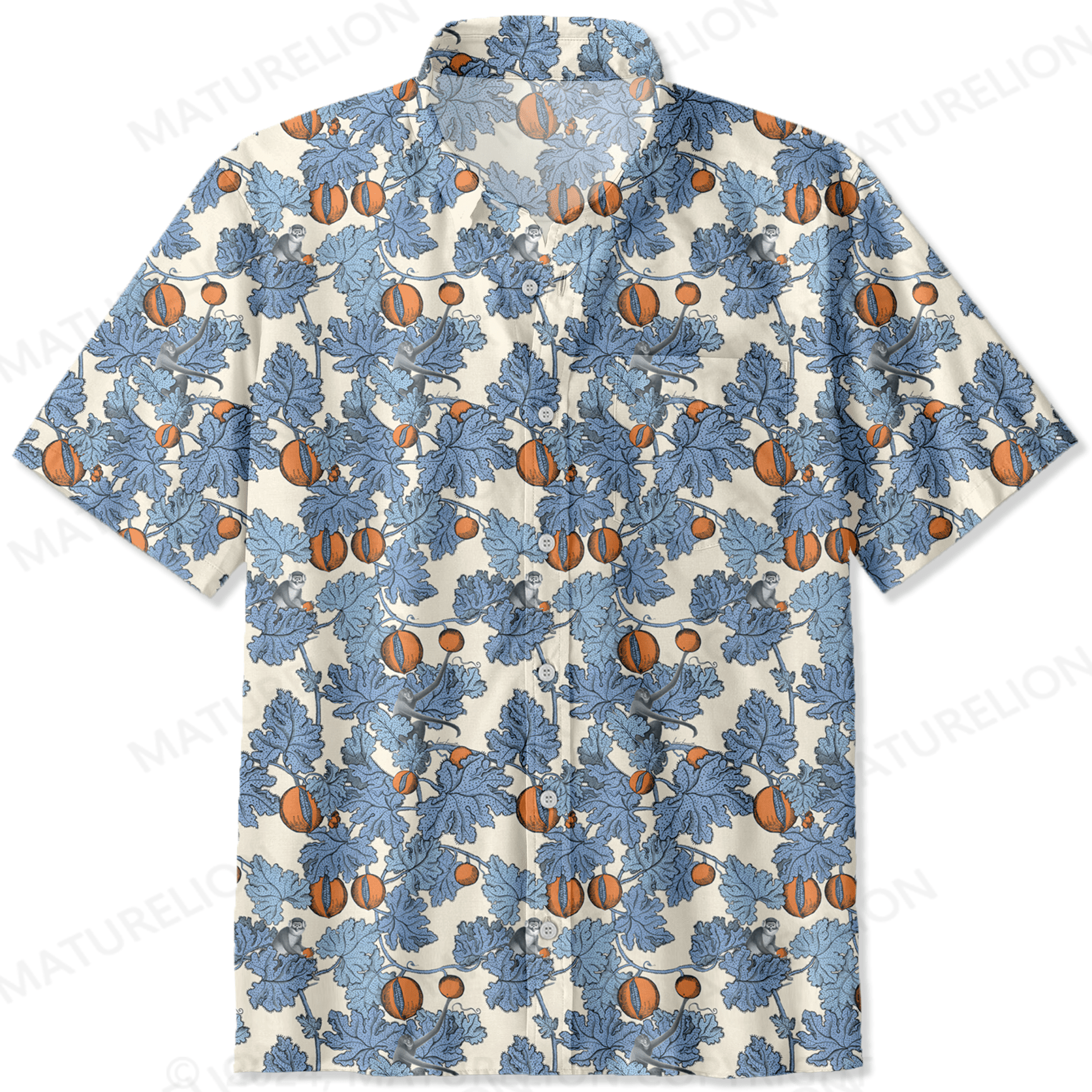 Maturelion Men's Hawaiian Shirt Eating Flower Tropical Vibe Custom Hawaii Shirt