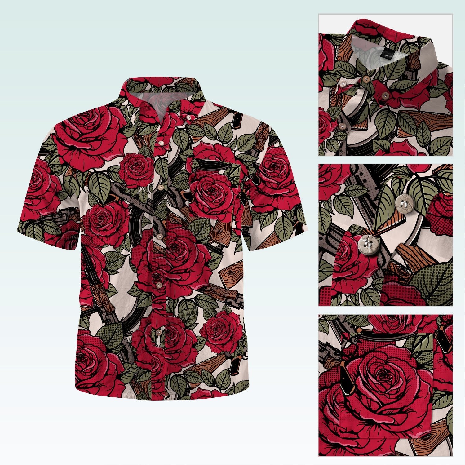 Maturelion Men's Hawaiian Shirt Harper Rose Allover Print Short Sleeve Shirt