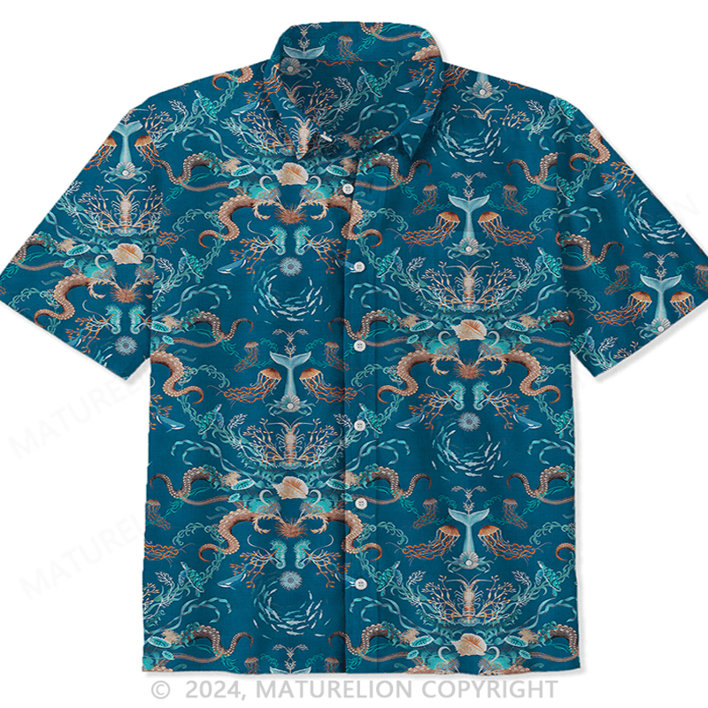 Maturelion Episodic Tropical Monkey Button Up Hawaiian Shirt