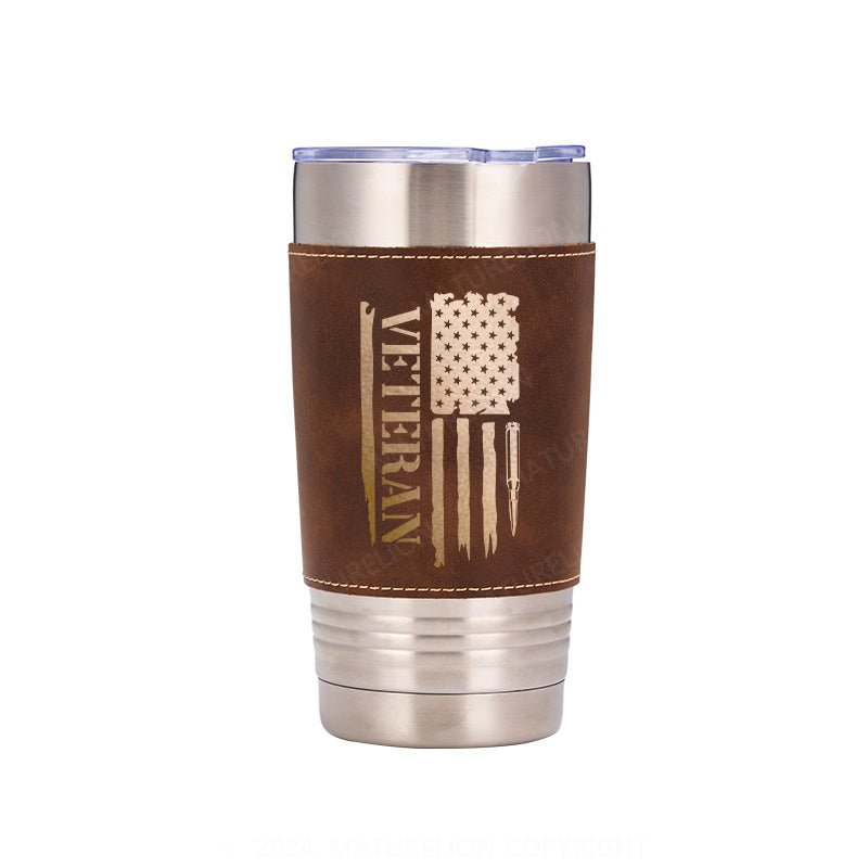 Maturelion Veteran Flag: Leatherette Tumbler