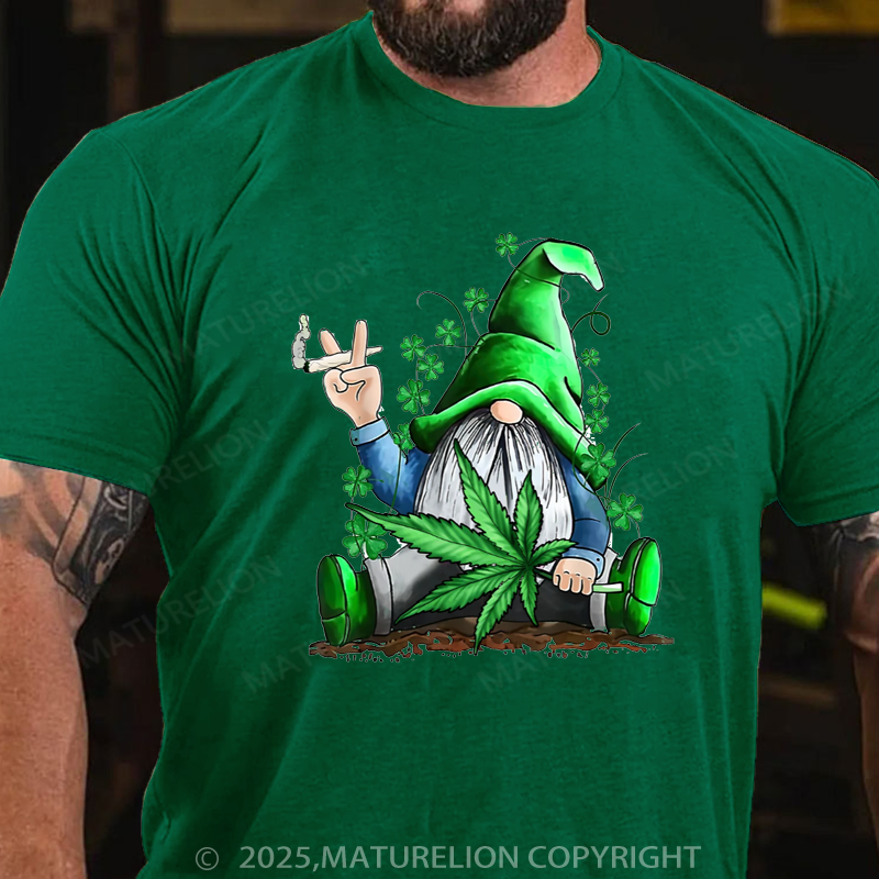 Maturelion St Patrick's T-shirt Funny Gnome Pot Leaf 420 Marijuana Weed St Patrick's Day Classic T-Shirt