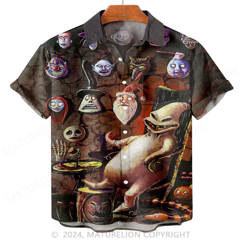 Maturelion Men'S Ghost And Halloween Classic Character Masks Printed Shirt