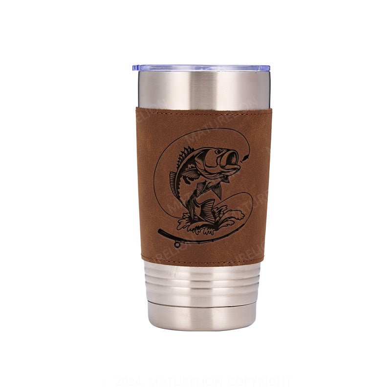 Maturelion Gone Fishing Leatherette Tumbler