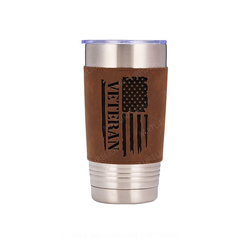 Maturelion Veteran Flag: Leatherette Tumbler