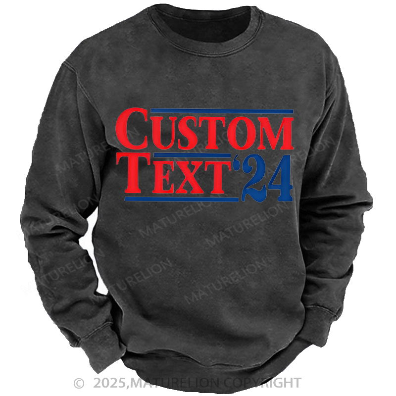 Maturelion Men's Sweatshirts Election Sweatshirts Washed Sweatshirts