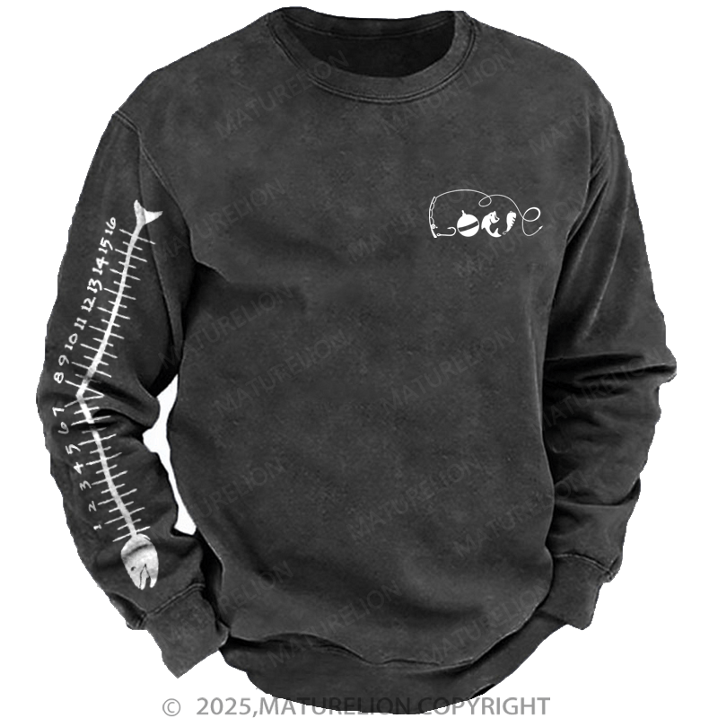 Maturelion Men's Sweatshirt Fishing Ruler Sweatshirt