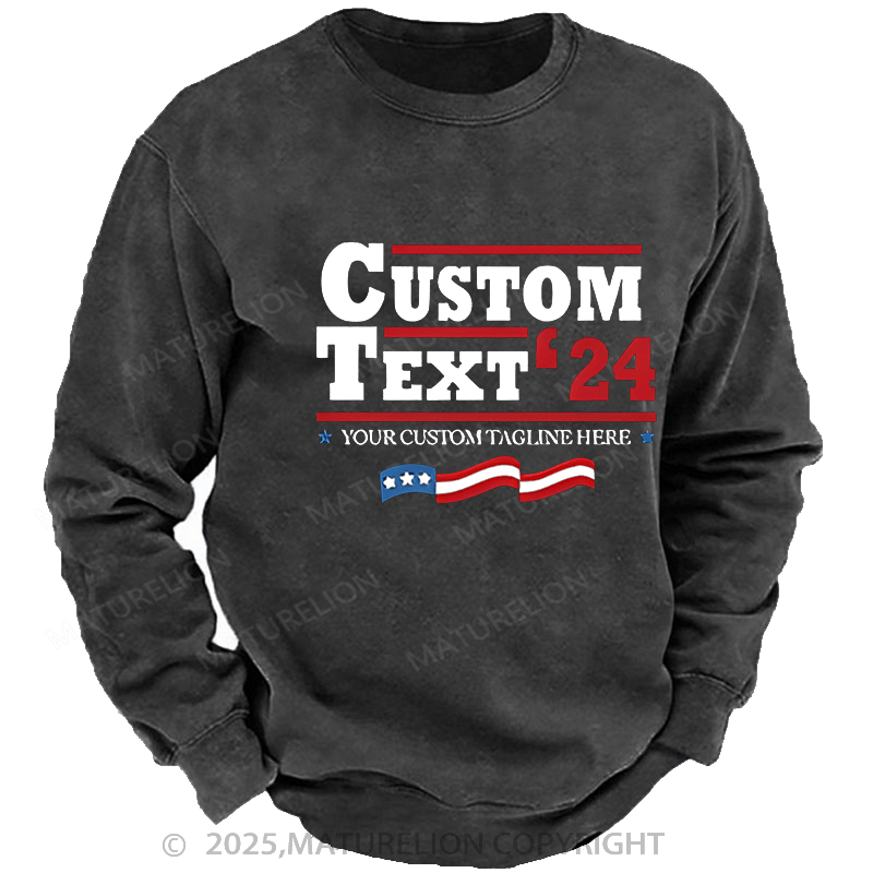 Maturelion Men's Sweatshirts Personalized Election Sweatshirts Washed Sweatshirts