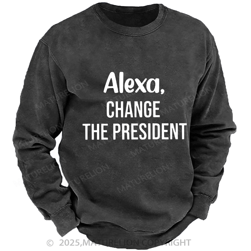 Maturelion Men's Sweatshirts The President  Sweatshirts Washed Sweatshirts