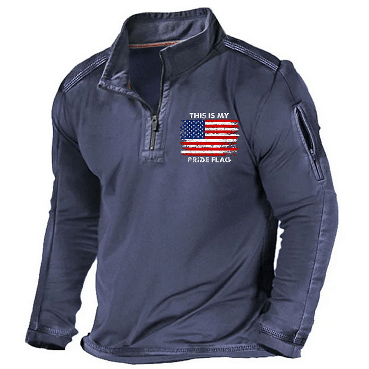 Maturelion Men's Henley Shirt This Is My Pride Flag USA Flag Henley Shirt