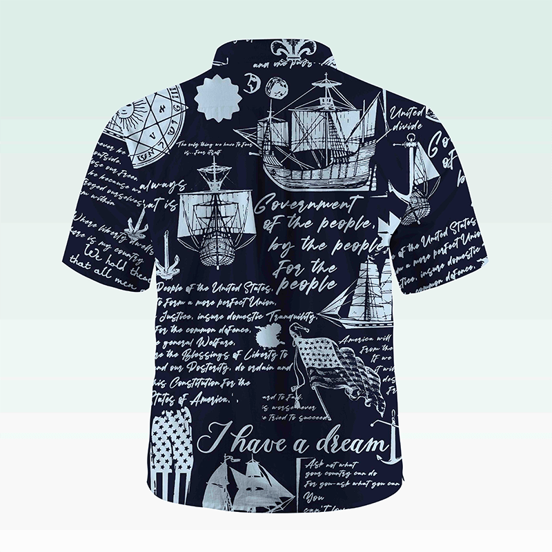 Maturelion Men's Hawaiian Shirt Helloice Steampunk Gold Compass Print Short Sleeve Hawaiian Shirt