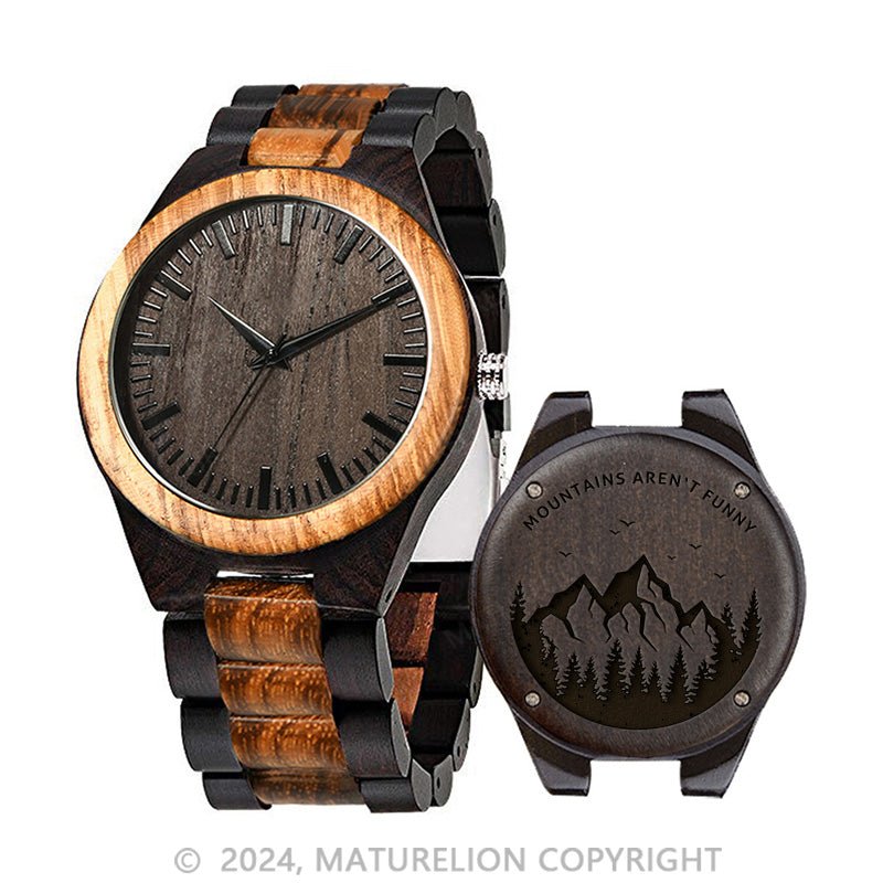 Maturelion Men's Custom Watches Analog Quartz Wooden Strap Watch Christmas Gift for Men