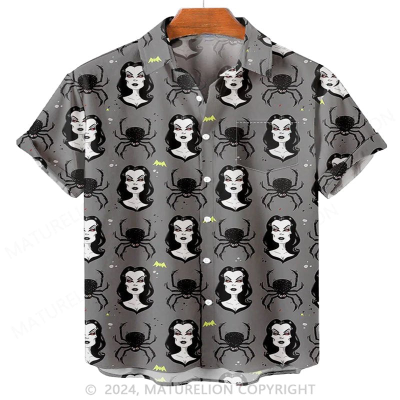 Maturelion Men'S Halloween Classic Monster Spider Printed Shirt