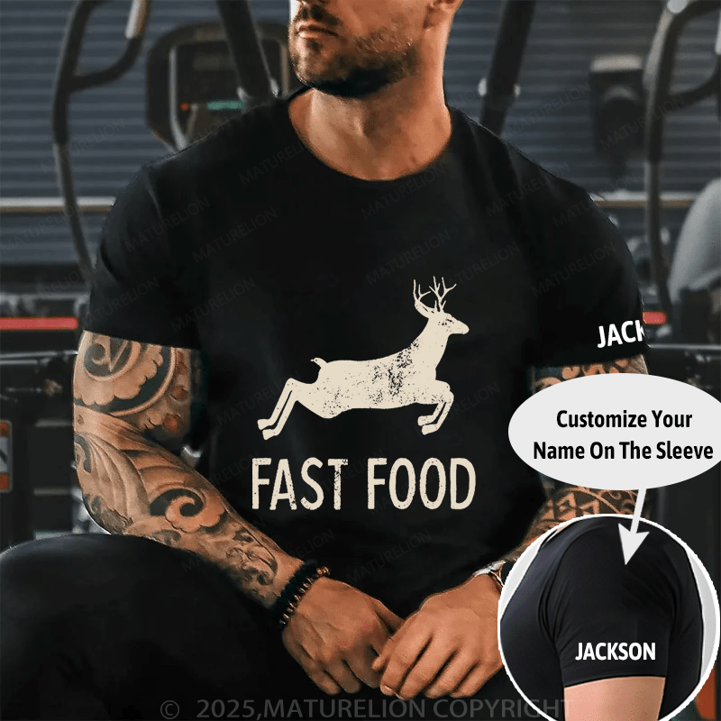 Maturelion Fast Food Funny Men Hunting Cotton T-shirt (Free Customization)