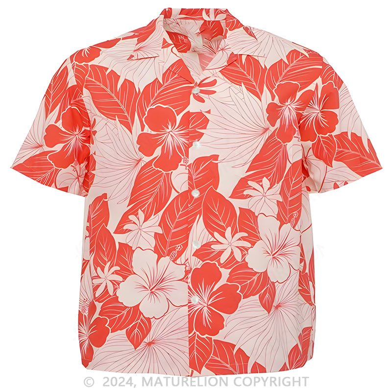 Maturelion Coral Cotton Men's Hawaiian Shirt