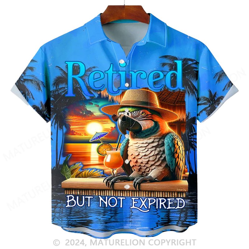 Maturelion Beach Sunset Men's Hawaiian Shirt Parrot Tropical Art Quick Dry Men's Pocket Camp Shirt Big Tall