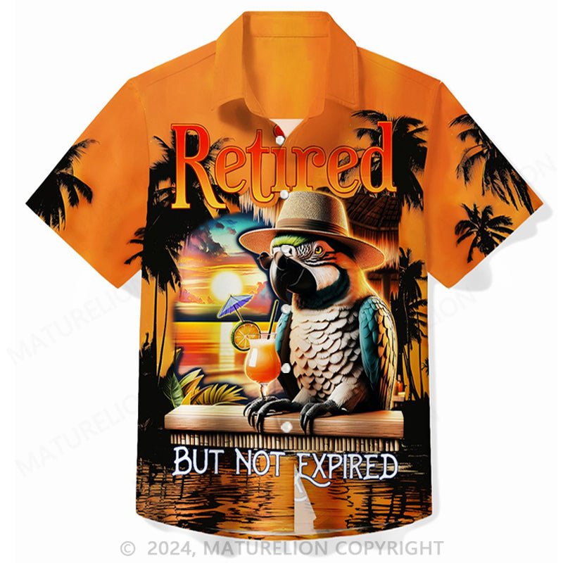 Maturelion Beach Sunset Men's Hawaiian Shirt Parrot Tropical Art Quick Dry Men's Pocket Camp Shirt Big Tall