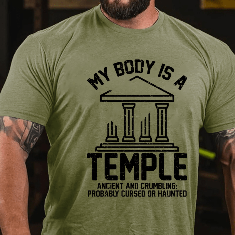 My Body is a Temple Ancient Crumbling Possibly Haunted Funny Cotton T-shirt