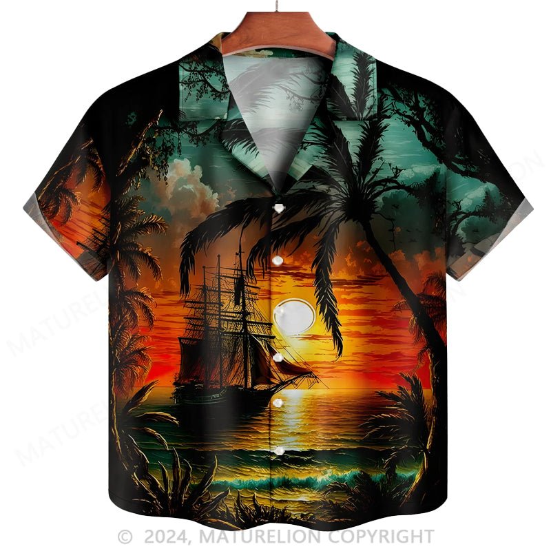 Maturelion Coconut Tree Short Sleeve Hawaiian Shirt